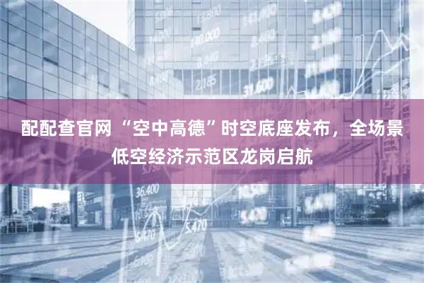 配配查官网 “空中高德”时空底座发布，全场景低空经济示范区龙岗启航
